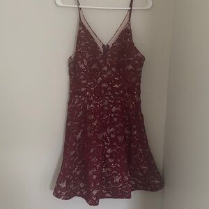 My Michelle Deep Red Lace Mini Dress